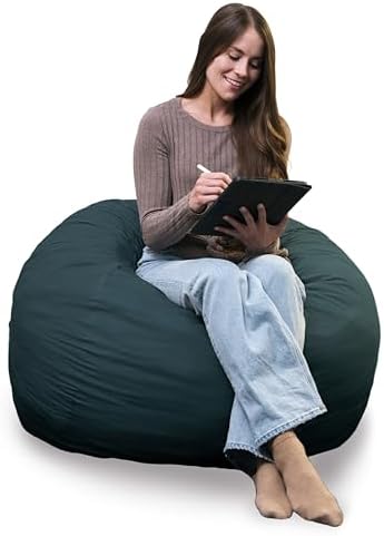 Big Joe Fuf 4Ft Foam Bean Bag Chair with Removable Cover for Kids, Teens, Deep Sea Velveteen, Durable Woven Polyester, 4 Foot Large Reading and Gaming Seat