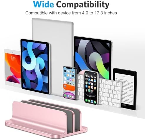 OMOTON Dual Vertical Desk Laptop Stand Holder, Fits MacBook Air, Rose Gold