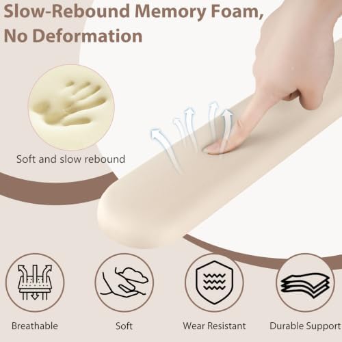 Sushret Mouse Pad and Keyboard Wrist Rest, 3-in-1 Gel Memory Foam Ergonomic Mouse Pad with Wrist Rest Set,Gaming Mousepad Arm Cushion Support for Computer Office Desk Accessories Cute Setup,Apricot