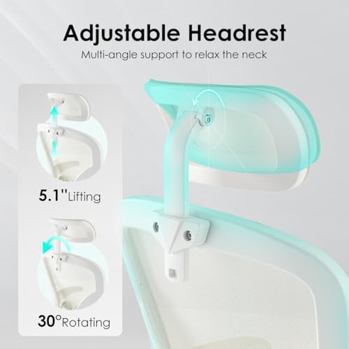 Mesh Home Office Desk Chair with Flip-Up Arms, Headrest and Lumbar Support
