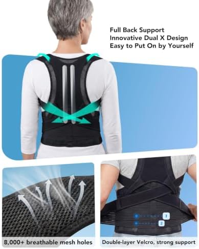 Posture Corrector for Men/Women, Full Back Brace, Lumbar Support