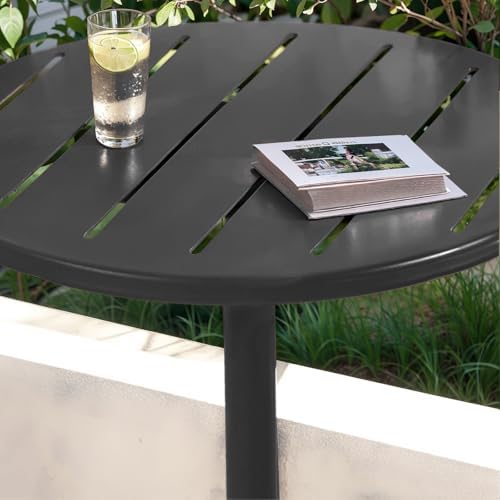 42" Tall Modern Industrial Bar Table-23.6" Dia Round Metal Top Bar Height Adjustable Standing Pub Table-Dining Room Bistro Table-Cocktail Table (Matte Black)