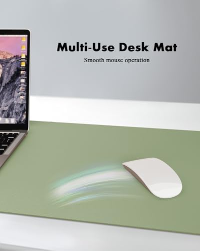 YSAGi Double-Sided Desk Pad, 23.6"x13.7"Leather Desk Mat, Eco Cork Desk Pad Protector,Large Mouse Pad,Waterproof Desk Blotter for Office/Home(Bamboo Green)