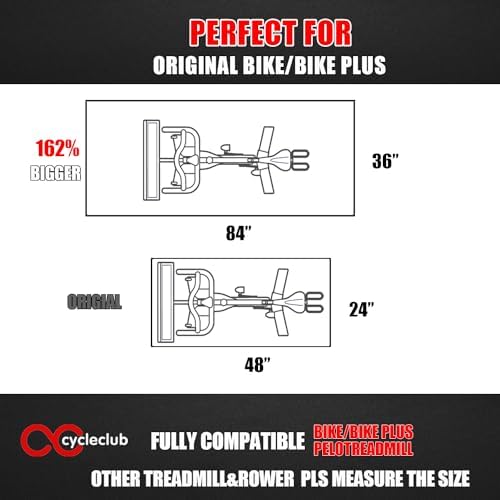 Cycleclub Bike Mat Compatible with Peloton Bike,Elliptical,Treadmill Mat, 6mm Thick, Under Exercise Bike Trainer Pad for Indoor Stationary Spin Bike Gym Equipment Hardwood Floor Carpet Protector