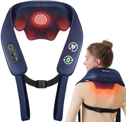 KNQZE Cordless Neck Massager for Pain Relief Deep Tissue with Heat