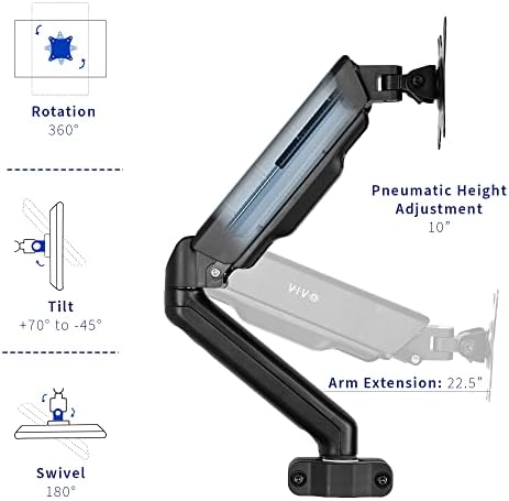 VIVO Black Pole Mounted Monitor Arm, 17-32 in Screens, MOUNT-POLE05O