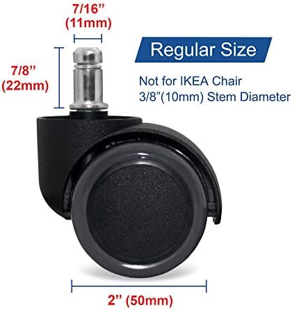 Guildrey 5 Pcs Office Chair Caster Wheels, 7/16” (11mm) Stem Diameter, Protecting Floor Rubber, Standard Stem, Easy Install for Replacement