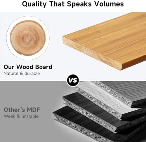 Monitor Stand Riser, 24 Inch Computer Monitor Stand for Desk, 2-Tier Wood Desk Shelf Organizer with Storage, Desktop Stand for Laptop/Screen/PC/Printer, Ergonomic Home Office Monitor Stand
