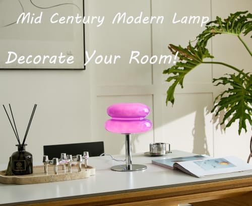 Glivpny Mushroom Lamp Table Lamp, Mid Century Modern Table Lamps (Purple)