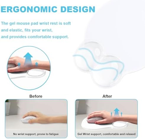Gel Mouse Pad with Wrist Rest Ergonomic Clear Mousepad Support Pain Relief