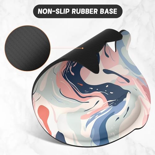 Ergonomic Mouse Pad with Wrist Rest, Cute Cat Memory Foam Padded Pain Relief Non-Slip Wrist Support Mouse Mat for Gaming Work Computer Laptop, Funny Office Supplies Desk Accessory, Fluid Art