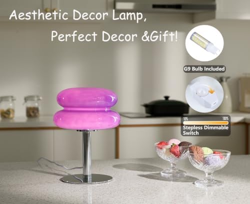 Glivpny Mushroom Lamp Table Lamp, Mid Century Modern Table Lamps (Purple)