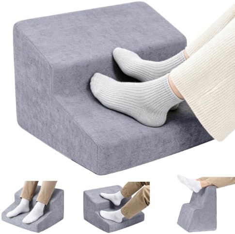 Foot Rest for Under Desk at Work,Ergonomic 2-Height Sponge Foot Stool for Office, Home,Sofa & Gaming Chair, Desk Accessories Footrest Cushion to Support Legs, Relax Ankles & Relieve Pain(B-Light gray)
