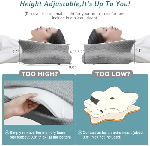 CHxxy Cervical Neck Pillow for Pain Relief Sleeping, Memory Foam Pillows