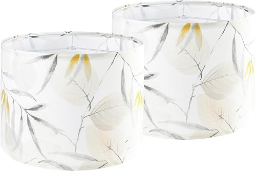 GO&SO Lamp Shades Set of 2,16" D x 10" H,Leaf Floral Large Drum Lamp Shade