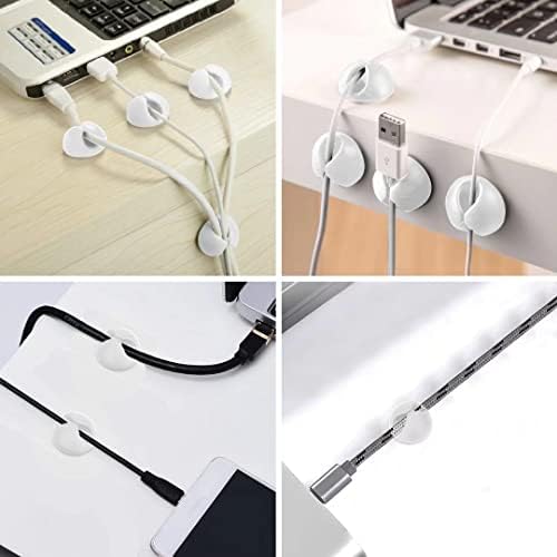 CHEFBEE 8 Pack Adhesive Cable Clips Cord Organizer for Desk, White