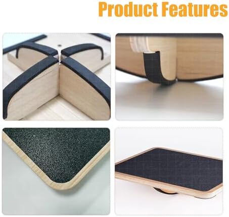 Adult Professional Wooden Balance Board - 350 lbs Non-Slip Balance Board Design, Suitable for Physical Therapy and Under-Desk Use, 2 Simple Setup Methods, Durable and Stable Wooden Board