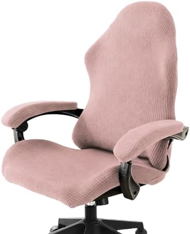 PATIKIL 1 Set Office Chair Cover, Desk Chair Cover Stretchable Universal Computer Seat Slipcover Large with Armrest Covers Zipper for Rolling Office Chairs Home Desk Seat, Pink