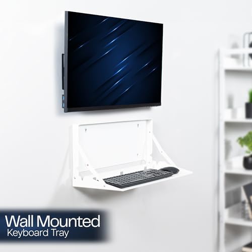 VIVO White Flip Down 24 Inch Keyboard Tray Wall Mount, MOUNT-FDKB1-W
