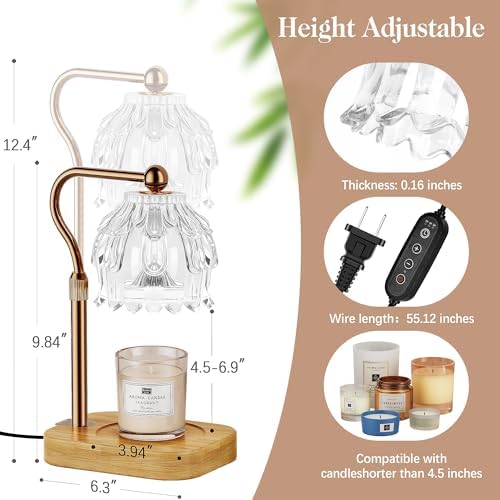 Candle Warmer Lamp with Timer Dimmer, Wax Melts Warmer Lamp for Gift, Clear