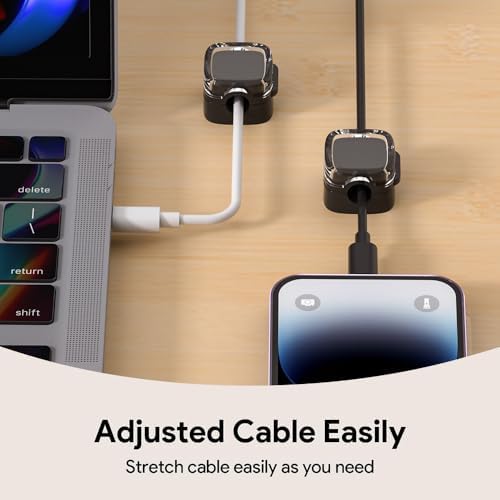 Magnetic Cable Clips, Adjustable Cord Holder Management, Adhesive Wire Keeper Organizer for Home Office Desk Phone PC Car Wall Desktop Nightstand Appliance (9-Pack Black Crystal)