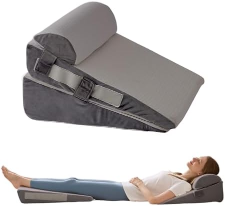 3Pcs Wedge Pillow Set for After Surgery,Acid Reflux Relief, Adjustable Bed Wedge Pillows for Sleeping,Anti Snore, Memory Foam Triangle Pillow for Back&Neck&Shoulder Pain Relief, Grey