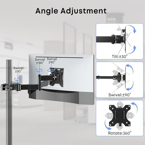 Pole Mount Monitor Arm for 17-32" Screens,17.6 lbs, VESA 75/100mm