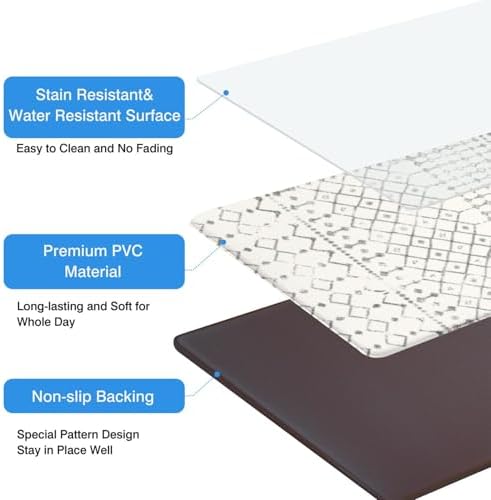 Boho Kitchen Mats for Floor 2PCs, 17.3"x47"+17.3"x30", White