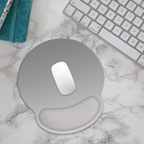Mouse Pad with Wrist Rest Support, Ergonomic Gaming Mouse Pad with Non-Slip PU Base for Computer, Laptop, Office and Home, Easy Typing & Pain Relief (Gray)