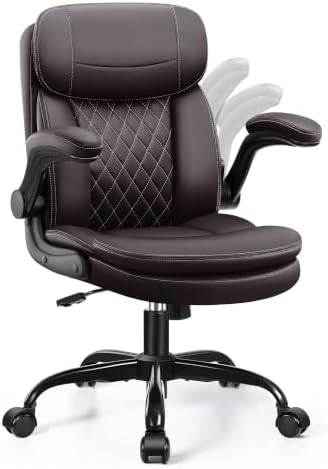 Leather Office Chair, Computer Desk Chair with Dual Back Support