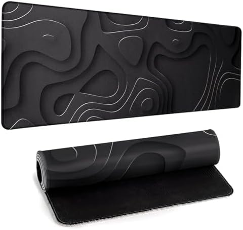 Large Anime Gaming Mouse Pad Black Solid Geometry Desk Pad Computer Keyboard Mat Non-Slip Rubber Base Office Decor Waterproof Mouse Mat
