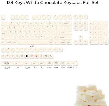 OHY Japanese Keycaps,XVX MOA Profile Minimalist Mac Style Keycap Set, Custom Cute Ceramic-Textured Keycaps for MX Switches Mechanical Keyboard-White Chocolate （Only Keycaps）