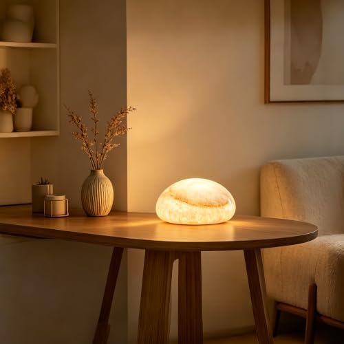 Natural Marble Lamp Cordless Touch Control Night Light Rechargeable Small Marble Table Lamp, Dimming Warm Glow Portable Marble Touch Lamp for Bedroom, Living Room, Decor Gift (B-with Vein)