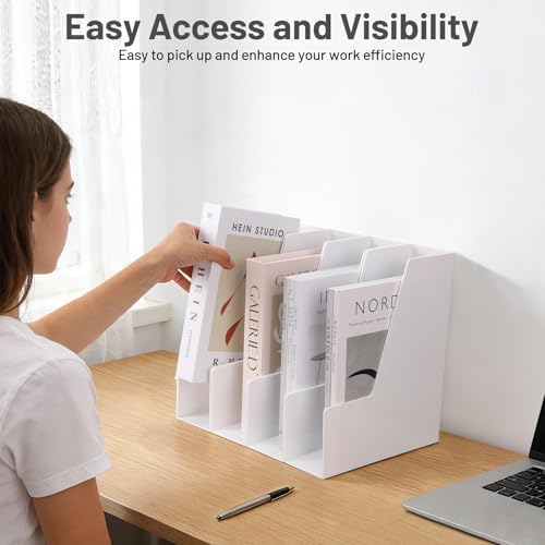 CiWiVOKi Vertical Magazine File Holder, 4 Pack, White