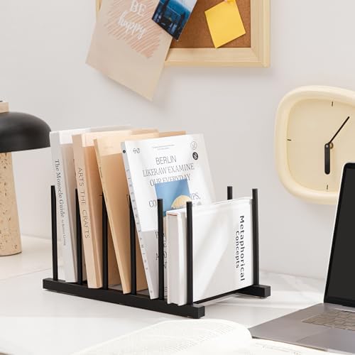HBlife Desk File Organizer 2 Pack Bamboo 5 Section Vertical File Sorter