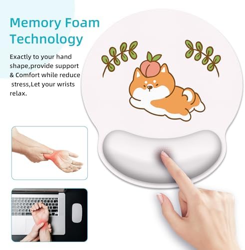 Cute Pink Corgi Ergonomic Mouse Pad with Wrist Rest for Desk Work Office