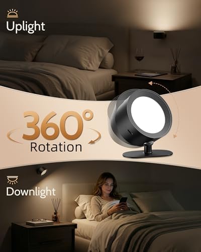 Rechargeable Wall Sconces with Remote, Magnetic Wall Lights, Black