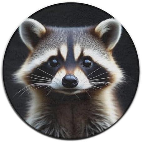 Fashion Round Area Rug Large Non Slip Carpet Unisex Home Decor Mat Animal Print Raccoon