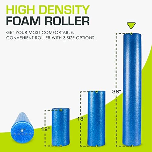 ProsourceFit High Density Foam Rollers 36 - inches long,Firm Full Body Athletic Massage Tool for Back Stretching, Yoga, Pilates, Post Workout Muscle Recuperation, Blue