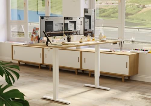 Claiks Electric Height Adjustable Standing Desk, 63x24 Inch, Nature