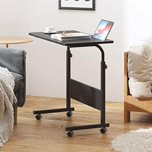 DlandHome 31.5 Inches Rolling Desk with Wheels Adjustable Height, Black