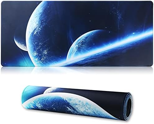 Large Gaming Mouse Pad with Stitched Edges,[27.5x11.8In] Extended Mouse Pad with Non-Slip Natural Rubber Base for Gamer/Desktop/Office/Home (70x30 Spaceball)