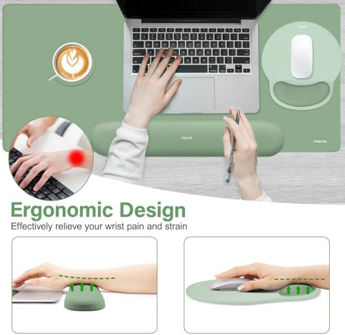 MOSISO Wrist Rest for Mouse Pad Set, Large Gaming Deskpad, Green