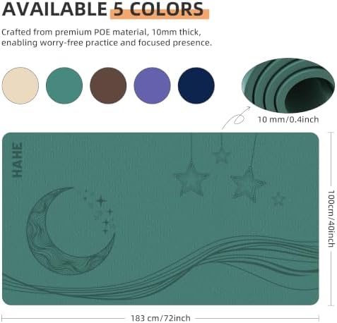 HAHE Extra Wide Yoga Mat, 72"x40"x0.4"Thick, Large Exercise Mats
