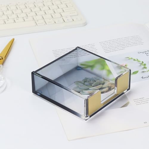 MultiBey Gradient Acrylic Sticky Note Holder Clear Post Memo Pad Dispenser