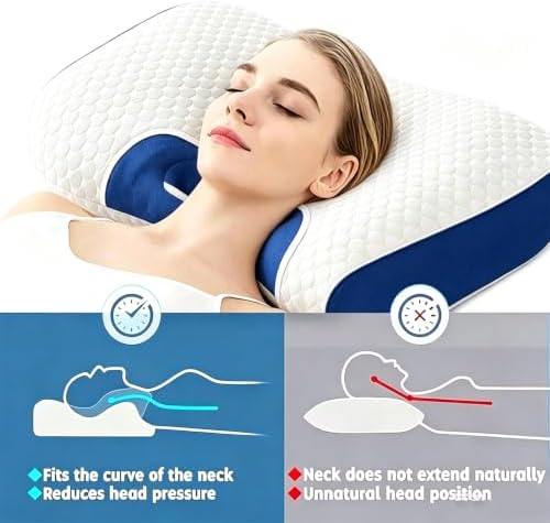 Cervical Neck Pillow 3D Ultra-Soft Neck Support Pillows Queen Size Set of 2