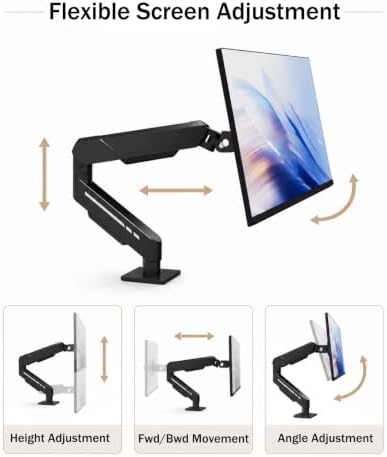 THEARK Single Monitor Desk Mount 17"-32" Screens - Adjustable Mechanical Monitor Arm Computer Monitor Stand up to 19.8 lbs,VESA Arm Desk Mount with C-Clamp and Grommet Base,VESA 75x75/100x100mm,Black