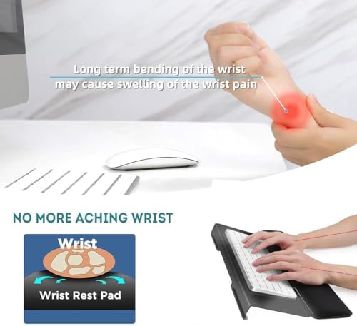 Computer Keyboard Wrist Rest Stand Set for Desktop, Keyboard Holder Easy Typing with Wrist Pad for Office, Home, School - Black