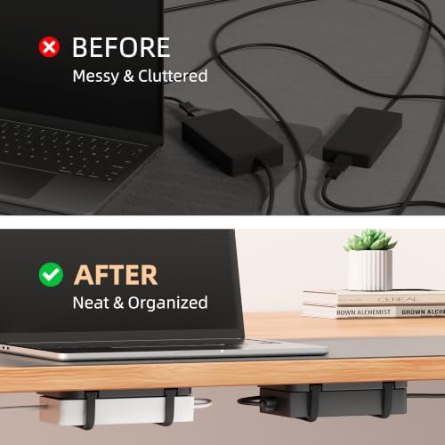 2 Pack Upgraded Laptop Charger Holder,Adjustable Silicone Strap Power Brick Organizer With Heat Dissipation,Under Desk Cable Management Mount For Most Power Adapters,Chargers,Screws & Adhesive