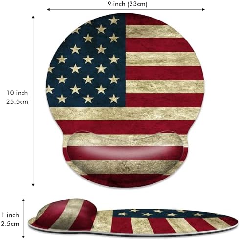 American Flag Ergonomic Mouse Pad with Wrist Rest for Desk Work Office